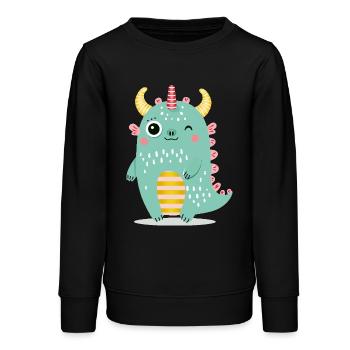 Niedliches Monster mit bunten Hörnern - Teenager Organic Sweatshirt Mini Changer von Stanley/Stella - Schwarz - Vorne - AI Model Teenager Male light (155cm)
