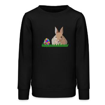 Lapin de Pâques Olli - Sweat ado bio Stanley/Stella - noir - Devant - AI Model Teenager Male light (155cm)