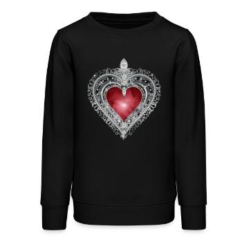 Broche traditionnelle avec motif bijou rouge - Sweat ado bio Stanley/Stella - noir - Devant - AI Model Teenager Male light (155cm)
