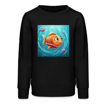 Poisson rouge ludique dans une eau colorée - Sweat ado bio Stanley/Stella - noir - Devant - AI Model Teenager Male light (155cm)