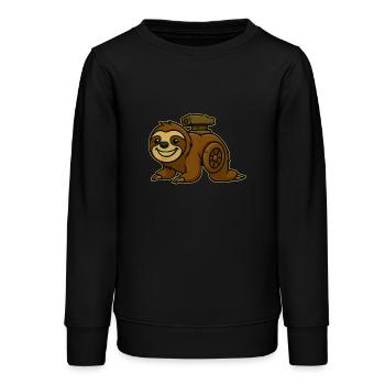 Sloth Turbo Design - Teens Organic Sweatshirt by Stanley/Stella - black - Front - AI Model Teenager Male light (155cm)
