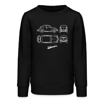 Volkswagen VW Blaupause Beetle In Weiß Mit VW Logo - Teenager Organic Sweatshirt Mini Changer von Stanley/Stella - Schwarz - Vorne - AI Model Teenager Male light (155cm)