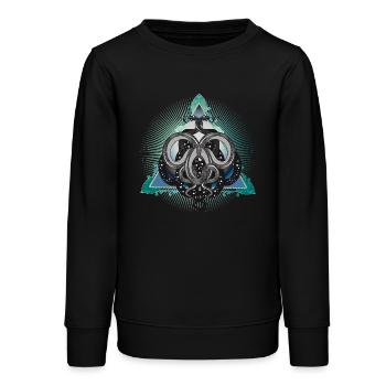 Symbole mystique du serpent avec des étoiles dans le triangle - Sweat ado bio Stanley/Stella - noir - Devant - AI Model Teenager Male light (155cm)