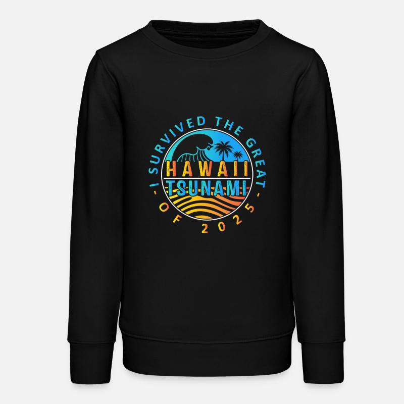 Hawaii Tsunami Survived Badge - Teens Organic Sweatshirt by Stanley/Stella - black