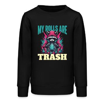 My Rolls Are Trash Funny Dice Quote RPG Humor - Teens Organic Sweatshirt by Stanley/Stella - black - Front - AI Model Teenager Male light (155cm)