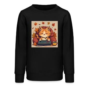 Gaming Cat - Teens Organic Sweatshirt by Stanley/Stella - black - Front - AI Model Teenager Male light (155cm)