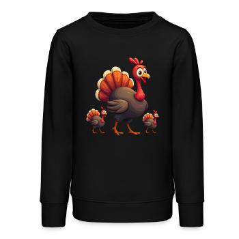 Bébé dinde de Thanksgiving - Sweat ado bio Stanley/Stella - noir - Devant - AI Model Teenager Male light (155cm)