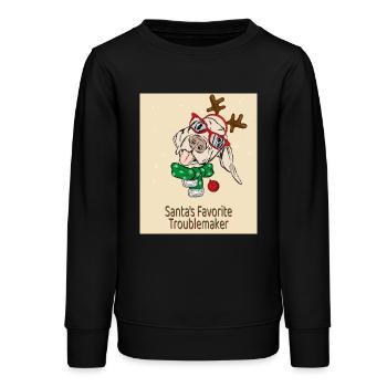 Santa’s Favorite Troublemaker – Lustiger Hund - Teenager Organic Sweatshirt Mini Changer von Stanley/Stella - Schwarz - Vorne - AI Model Teenager Male light (155cm)