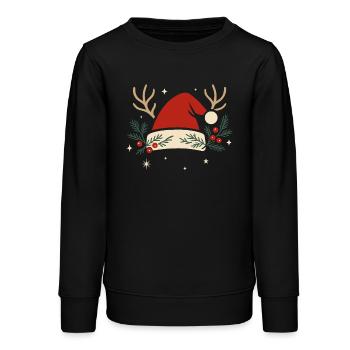 Chapeau de Noël avec bois et branches de sapin - Sweat ado bio Stanley/Stella - noir - Devant - AI Model Teenager Male light (155cm)