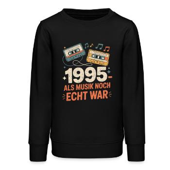 1995 Als Musik Noch Echt War - Teenager Organic Sweatshirt Mini Changer von Stanley/Stella - Schwarz - Vorne - AI Model Teenager Male light (155cm)