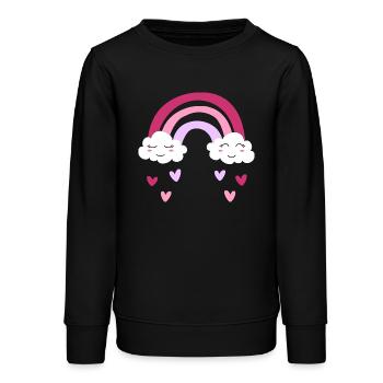 Lila Regenbogen mit Wolken und Herzen für Mädchen - Teenager Organic Sweatshirt Mini Changer von Stanley/Stella - Schwarz - Vorne - AI Model Teenager Male light (155cm)