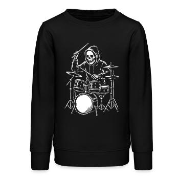 Skelett-Trommler im Hoodie - Teenager Organic Sweatshirt Mini Changer von Stanley/Stella - Schwarz - Vorne - AI Model Teenager Male light (155cm)