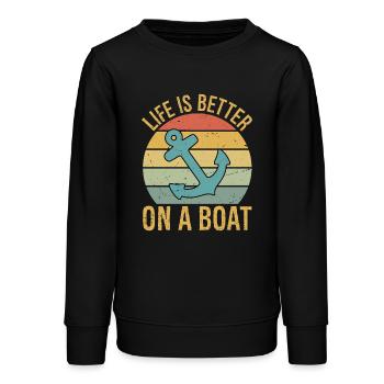 Funny Sailing Boating Sailor Boat Life is Better - Teenager Organic Sweatshirt Mini Changer von Stanley/Stella - Schwarz - Vorne - AI Model Teenager Male light (155cm)