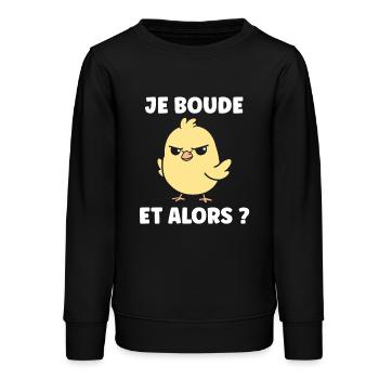 Je boude et alors ? - Sweat ado bio Stanley/Stella - noir - Devant - AI Model Teenager Male light (155cm)