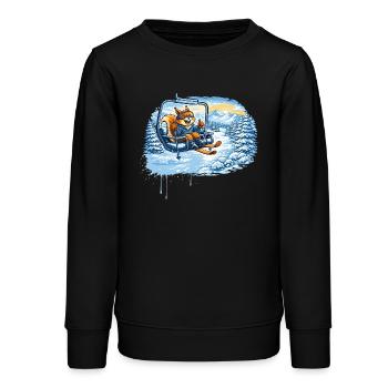 Lustiges Eichhörnchen im Skilift –Winterspaß Motiv - Teenager Organic Sweatshirt Mini Changer von Stanley/Stella - Schwarz - Vorne - AI Model Teenager Male light (155cm)