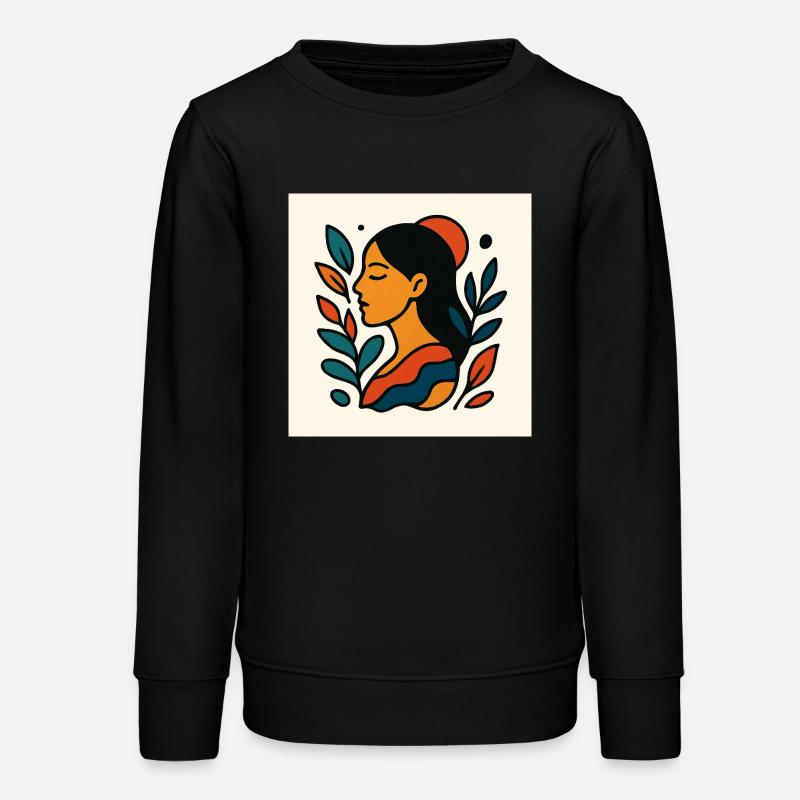 Portrait coloré avec feuillage - Sweat ado bio Stanley/Stella - noir