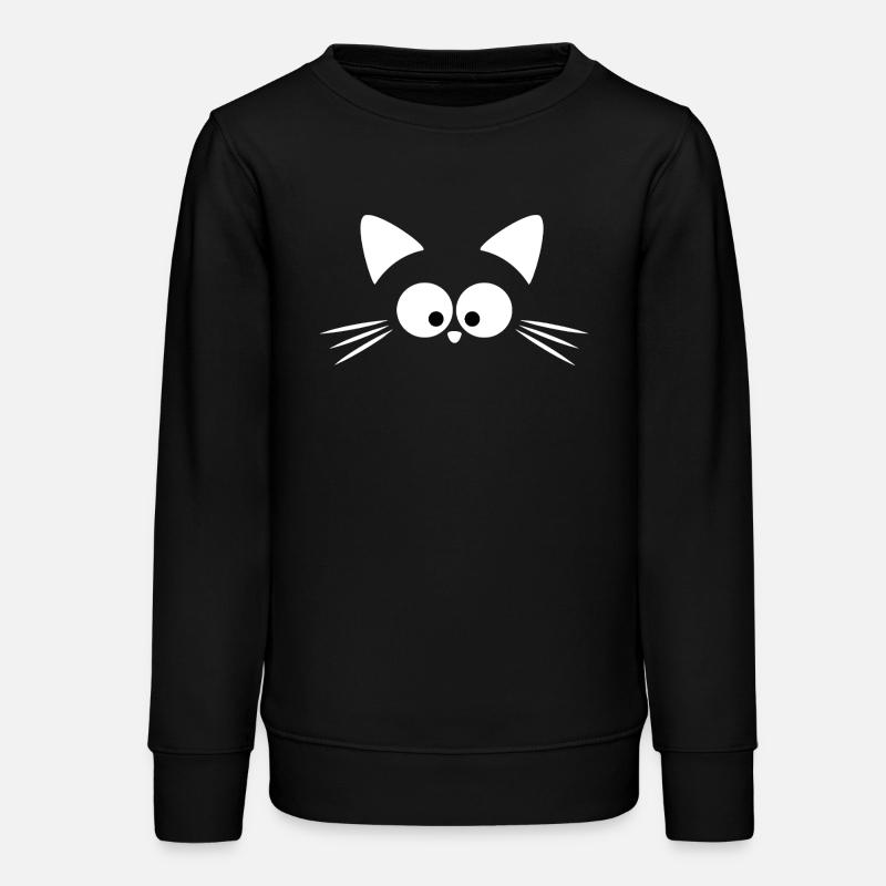 Chat Blanc Mignon | Tee-Shirt Kawaii Minimal - Sweat ado bio Stanley/Stella - noir