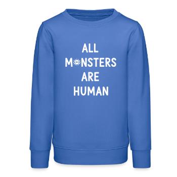 Tous les monstres sont humains - Sweat ado bio Stanley/Stella - carolina blue - Devant - AI Model Teenager Male dark (155cm)