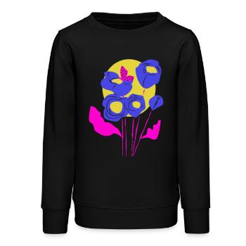 Bouquet floral aux couleurs néon - Sweat ado bio Stanley/Stella - noir - Devant - AI Model Teenager Male light (155cm)