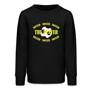 SOCCER - THE PLAYER - Teens Organic Sweatshirt by Stanley/Stella - black - Front - AI Model Teenager Male light (155cm)