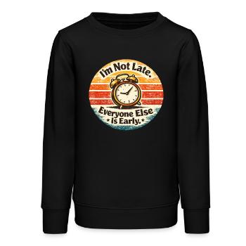 Punctuality Alarm Clock Retro - Teens Organic Sweatshirt by Stanley/Stella - black - Front - AI Model Teenager Male light (155cm)