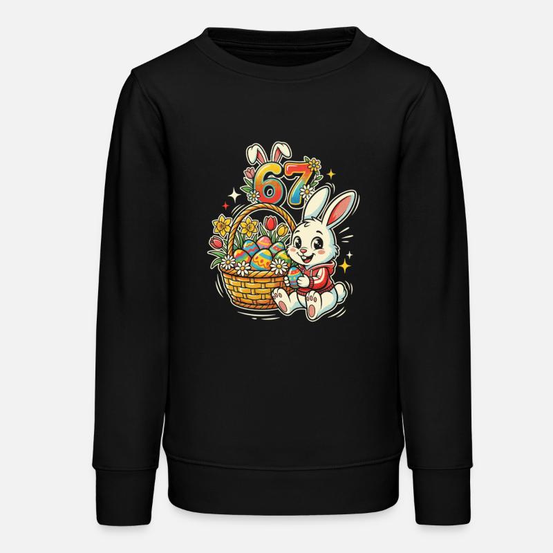 Lapin de Pâques avec œuf de Pâques coloré 67 - Sweat ado bio Stanley/Stella - noir
