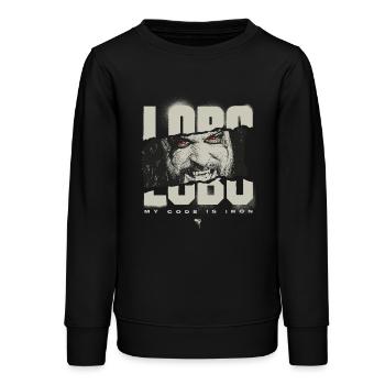 Supergirl Movie Lobo Mit Spruch My Code Is Iron - Teenager Organic Sweatshirt Mini Changer von Stanley/Stella - Schwarz - Vorne - AI Model Teenager Male light (155cm)