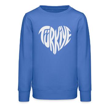 Türkiye, Turkey Heart Font Design - Teens Organic Sweatshirt by Stanley/Stella - carolina blue - Front - AI Model Teenager Male dark (155cm)