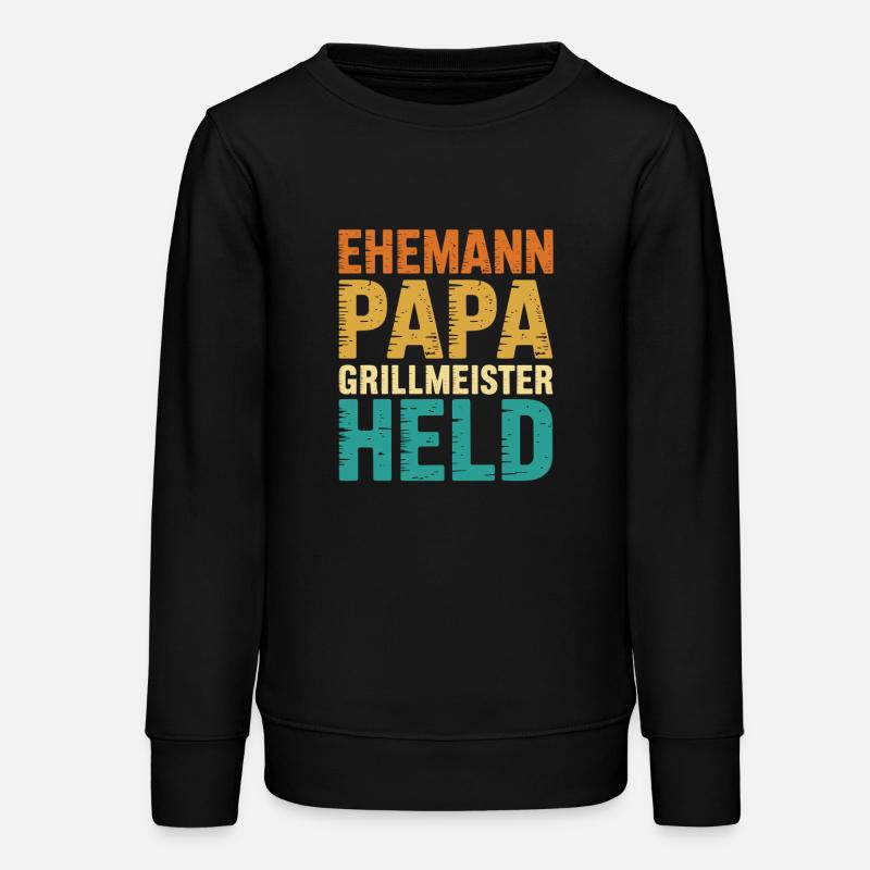 Husband Dad Grill Master Hero Father Retro BBQ - Teens Organic Sweatshirt by Stanley/Stella - black