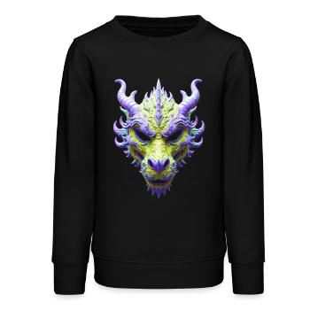Aurora-Grüne Drachenmaske - Teenager Organic Sweatshirt Mini Changer von Stanley/Stella - Schwarz - Vorne - AI Model Teenager Male light (155cm)