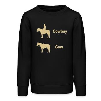 Vache drôle Fermier texan parodie Ironie Cowboy - Sweat ado bio Stanley/Stella - noir - Devant - AI Model Teenager Male light (155cm)