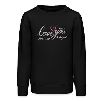Liebe dich Selbst Herz Motiv - Teenager Organic Sweatshirt Mini Changer von Stanley/Stella - Schwarz - Vorne - AI Model Teenager Male light (155cm)