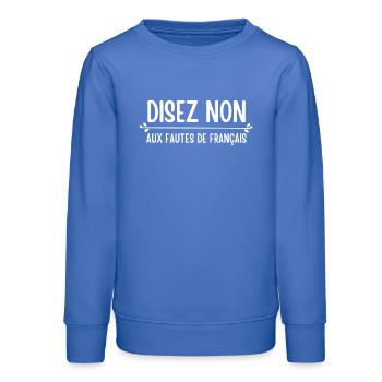 Français, langue Française, orthographe - Sweat ado bio Stanley/Stella - carolina blue - Devant - AI Model Teenager Male dark (155cm)