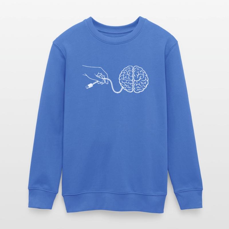 Brain Head Cable Connector Artificial Intelligence Teens Organic Sweatshirt by Stanley/Stella