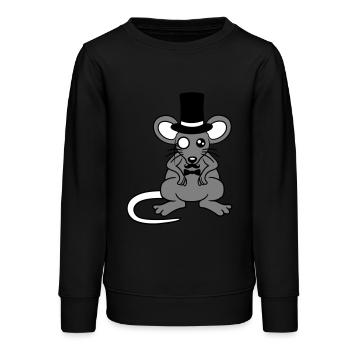 Mr. Maus Zylinder Hut Monokel Brille reicher Herr - Teenager Organic Sweatshirt Mini Changer von Stanley/Stella - Schwarz - Vorne - AI Model Teenager Male light (155cm)