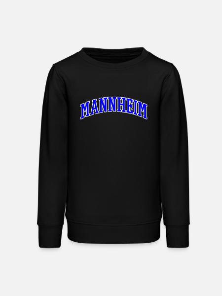 Lettrage Mannheim Bleu Blanc - Sweat ado bio Stanley/Stella - noir