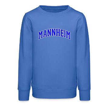 Mannheim Lettering Blue White - Teens Organic Sweatshirt by Stanley/Stella - carolina blue - Front - AI Model Teenager Male dark (155cm)