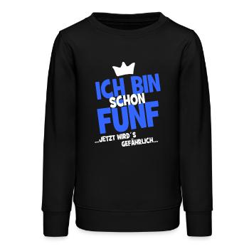 Ich bin schon fünf ... jetzt wird es gefährlich... - Teenager Organic Sweatshirt Mini Changer von Stanley/Stella - Schwarz - Vorne - AI Model Teenager Male light (155cm)