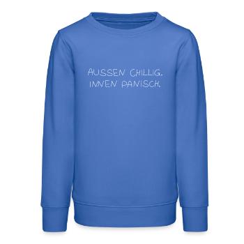 Außen chillig. Innen panisch. - Teenager Organic Sweatshirt Mini Changer von Stanley/Stella - carolina Blue - Vorne - AI Model Teenager Male dark (155cm)