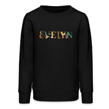 EVELYN Namenskunst mit gestickten Blumen - Teenager Organic Sweatshirt Mini Changer von Stanley/Stella - Schwarz - Vorne - AI Model Teenager Male light (155cm)