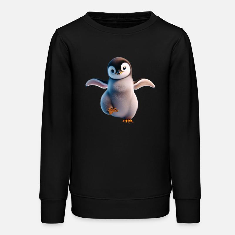 Un pingouin qui danse joyeusement - Sweat ado bio Stanley/Stella - noir