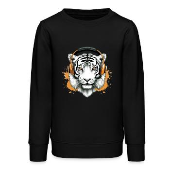 Chark le tigre audiophile - Sweat ado bio Stanley/Stella - noir - Devant - AI Model Teenager Male light (155cm)