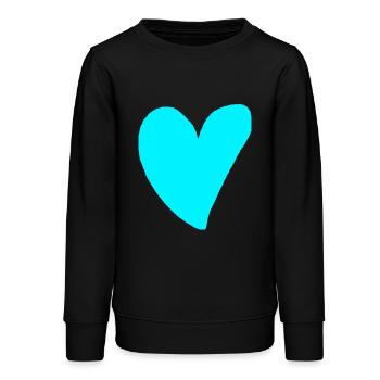 Coeur turquoise cyan idée cadeau vert bleu - Sweat ado bio Stanley/Stella - noir - Devant - AI Model Teenager Male light (155cm)