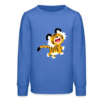 Cute Laughing Cartoon Tiger by Cheerful Madness!! - Teens Organic Sweatshirt by Stanley/Stella - carolina blue - Front - AI Model Teenager Male dark (155cm)