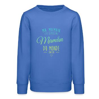 Meilleur maman du monde entier - Sweat ado bio Stanley/Stella - carolina blue - Devant - AI Model Teenager Male dark (155cm)