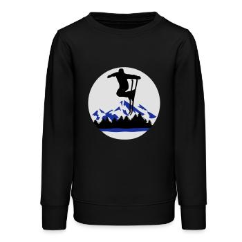 Skifahrer und Berge, Ski und Berg - Teenager Organic Sweatshirt Mini Changer von Stanley/Stella - Schwarz - Vorne - AI Model Teenager Male light (155cm)