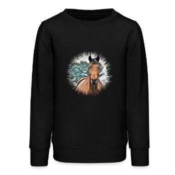 Pferd - Teenager Organic Sweatshirt Mini Changer von Stanley/Stella - Schwarz - Vorne - AI Model Teenager Male light (155cm)