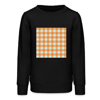 Retro 70's Buffalo Plaid Pattern in turquoise - Teens Organic Sweatshirt by Stanley/Stella - black - Front - AI Model Teenager Male light (155cm)