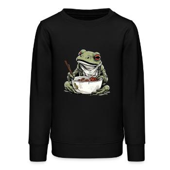 Kriko the greedy toad - Teens Organic Sweatshirt by Stanley/Stella - black - Front - AI Model Teenager Male light (155cm)