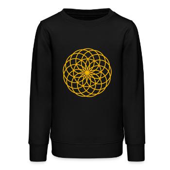Lotus de Vie Symbole Or - Sweat ado bio Stanley/Stella - noir - Devant - AI Model Teenager Male light (155cm)